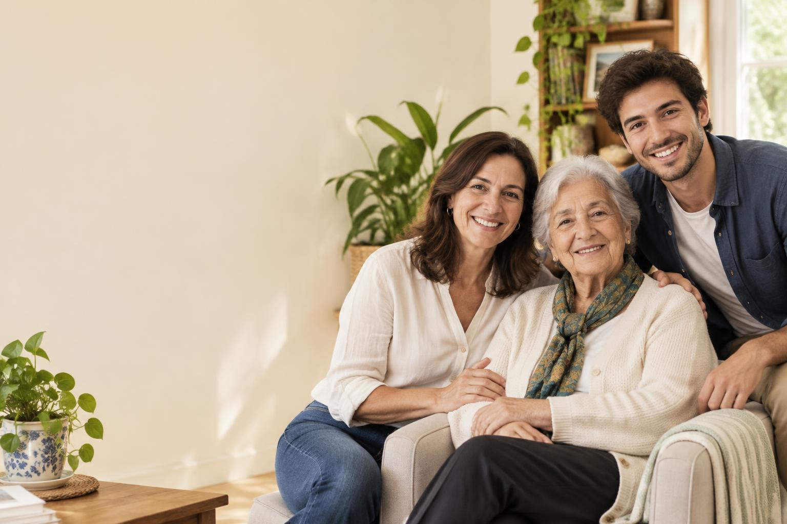 Una familia compartiendo un momento de cuidado en casa